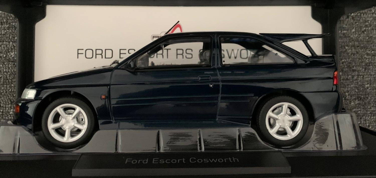 Ford Escort RS Cosworth 1992 (right hand drive) in metallic dark blue 1:18 scale diecast model from Norev, limited edition model