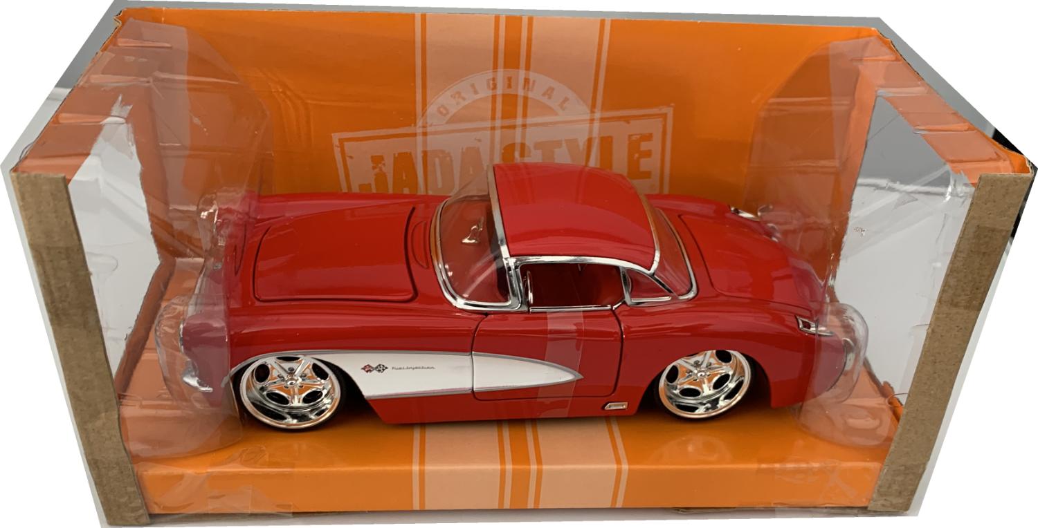 Chevrolet Corvette 1957 in red 1 :24 scale model from JADA,bigtime muscle