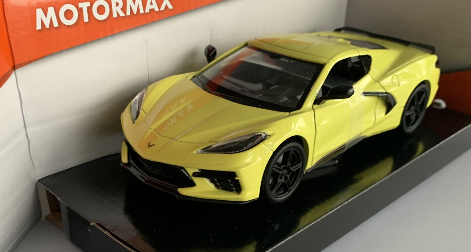 Chevrolet Corvette C8 2020 in yellow 1:24 scale model from Motormax