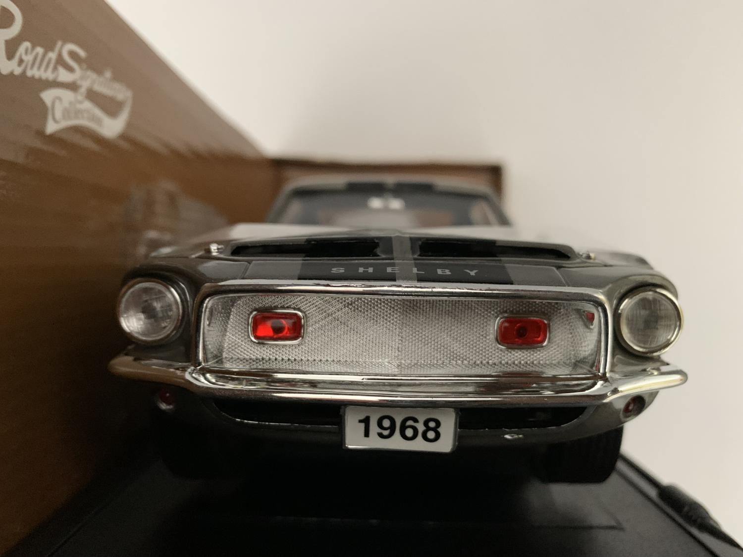 A very good representation of the Shelby GT-500KR (Eleanor) from 1968 decorated in silver with authentic graphics,