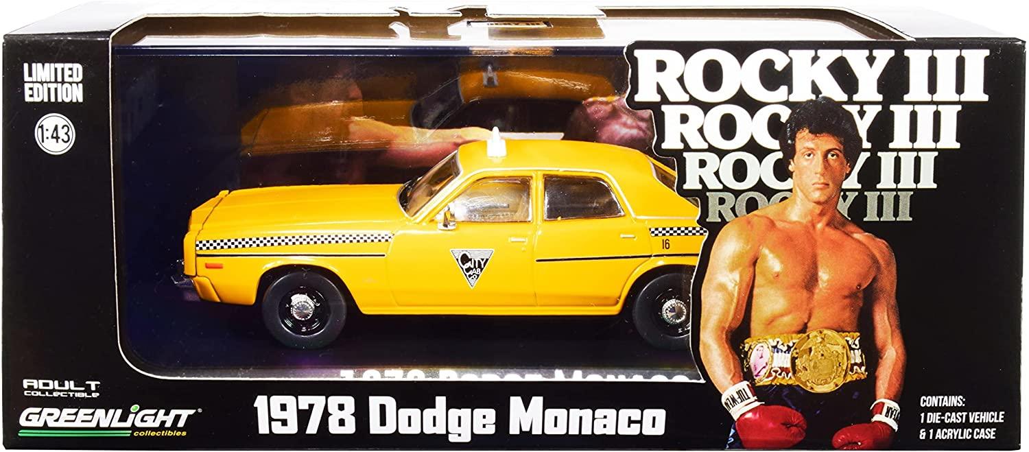 Model is mounted on a removable plinth with a removable hard plastic cover and presented in Rocky III themed boxed packaging. Limited Edition Model car