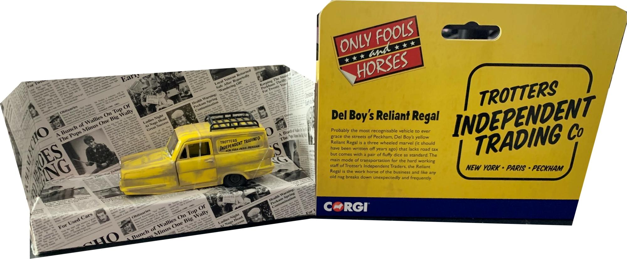 Only Fools and Horses Del Boy’s Reliant Regal in yellow 1:36 scale model