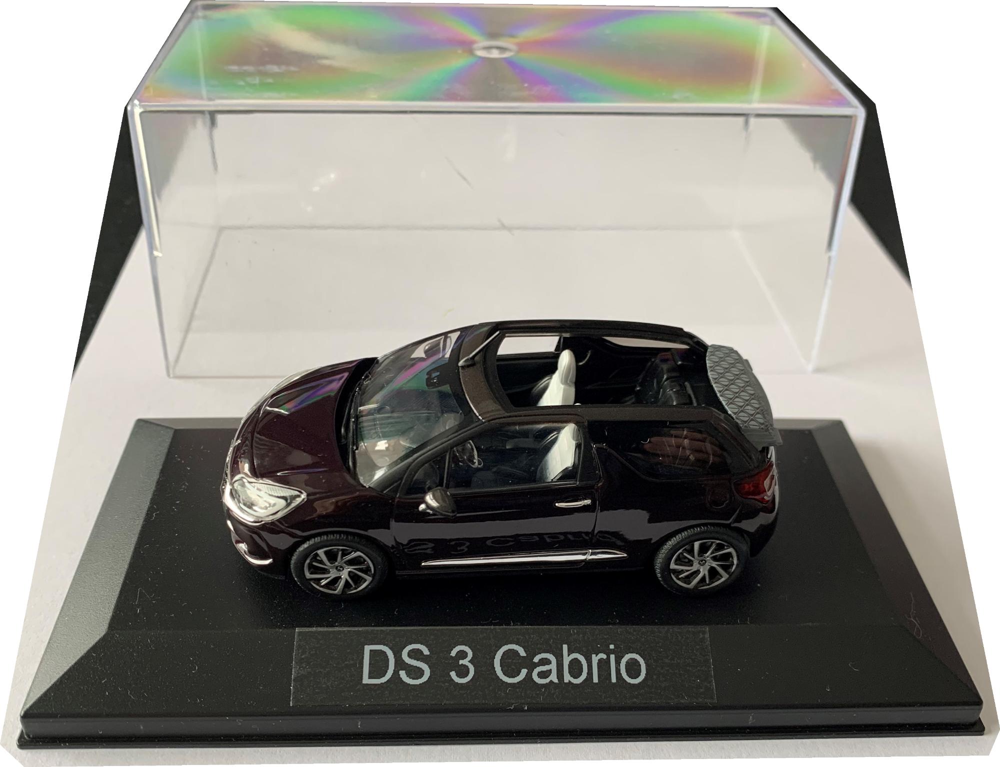 Citroen DS3 Cabriolet 2016 in whisper purple and brown 1:43 scale diecast model