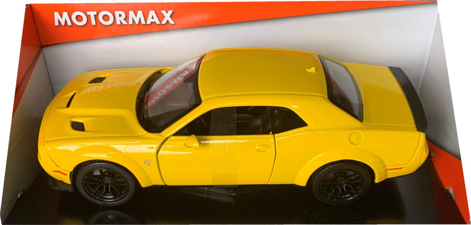 Dodge Challenger SRT Hellcat Widebody in yellow 1:24 scale model from Motormax