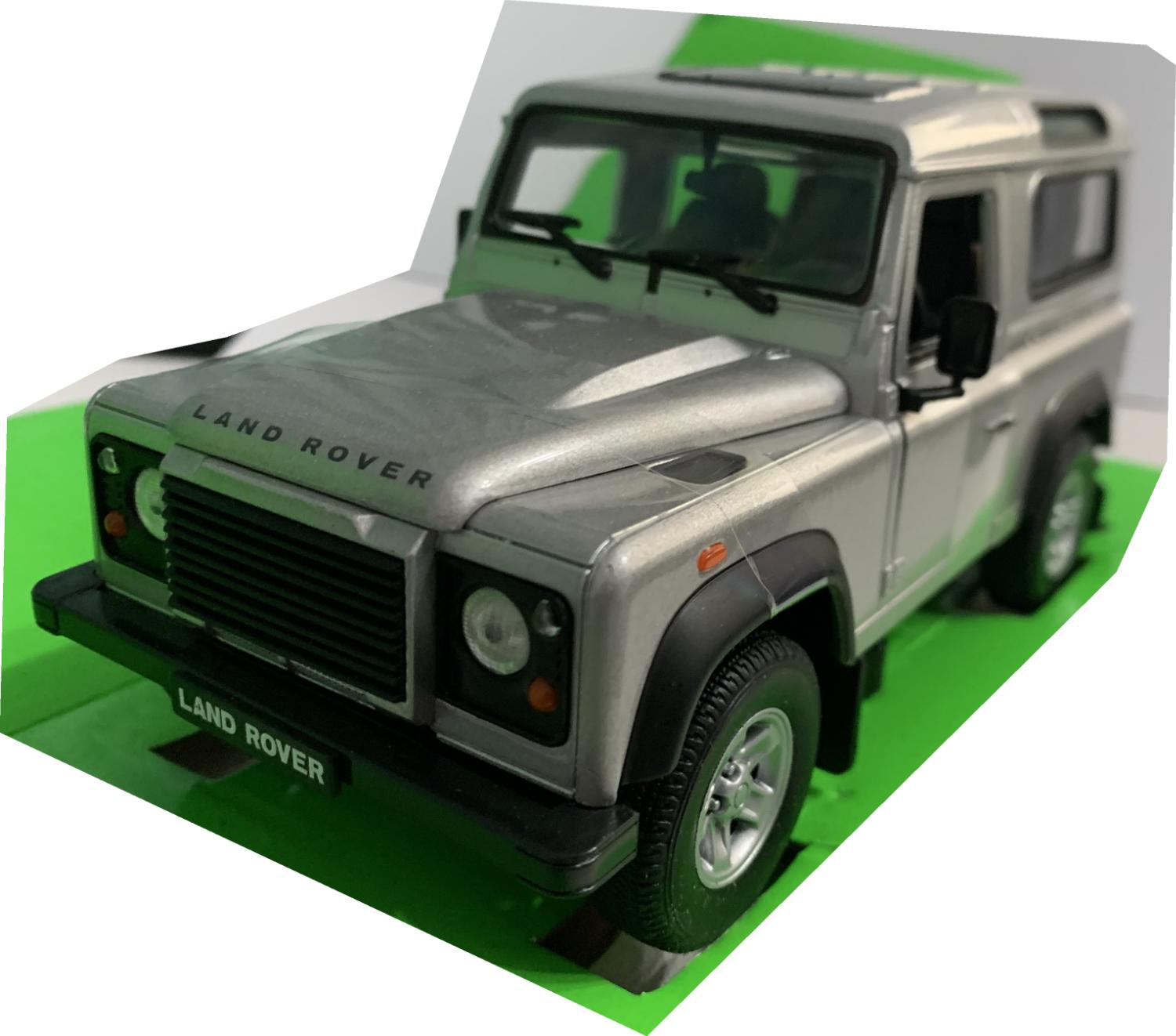 Land Rover Defender 90 in silver 1:24 scale diecast model from Welly
