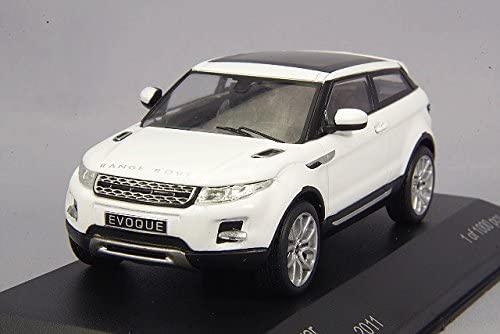An accurate replica of a 2 door Land Rover Range Rover Evoque Coupe from 2011 decorated in white with a black interior. Limited Edition of 1,000 pieces,