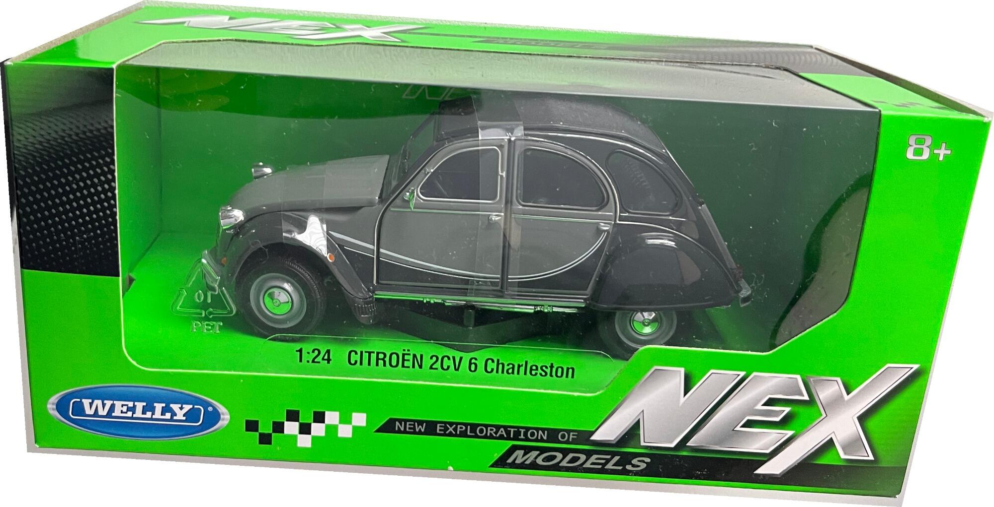 Citroen 2CV 6 Charleston 1982 in grey and black, 1:24 scale diecast car  model from Welly, 24009