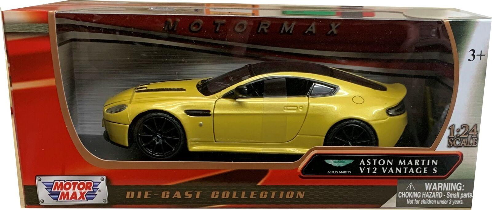 Aston Martin V12 Vantage S in yellow 1:24 scale model from motormax