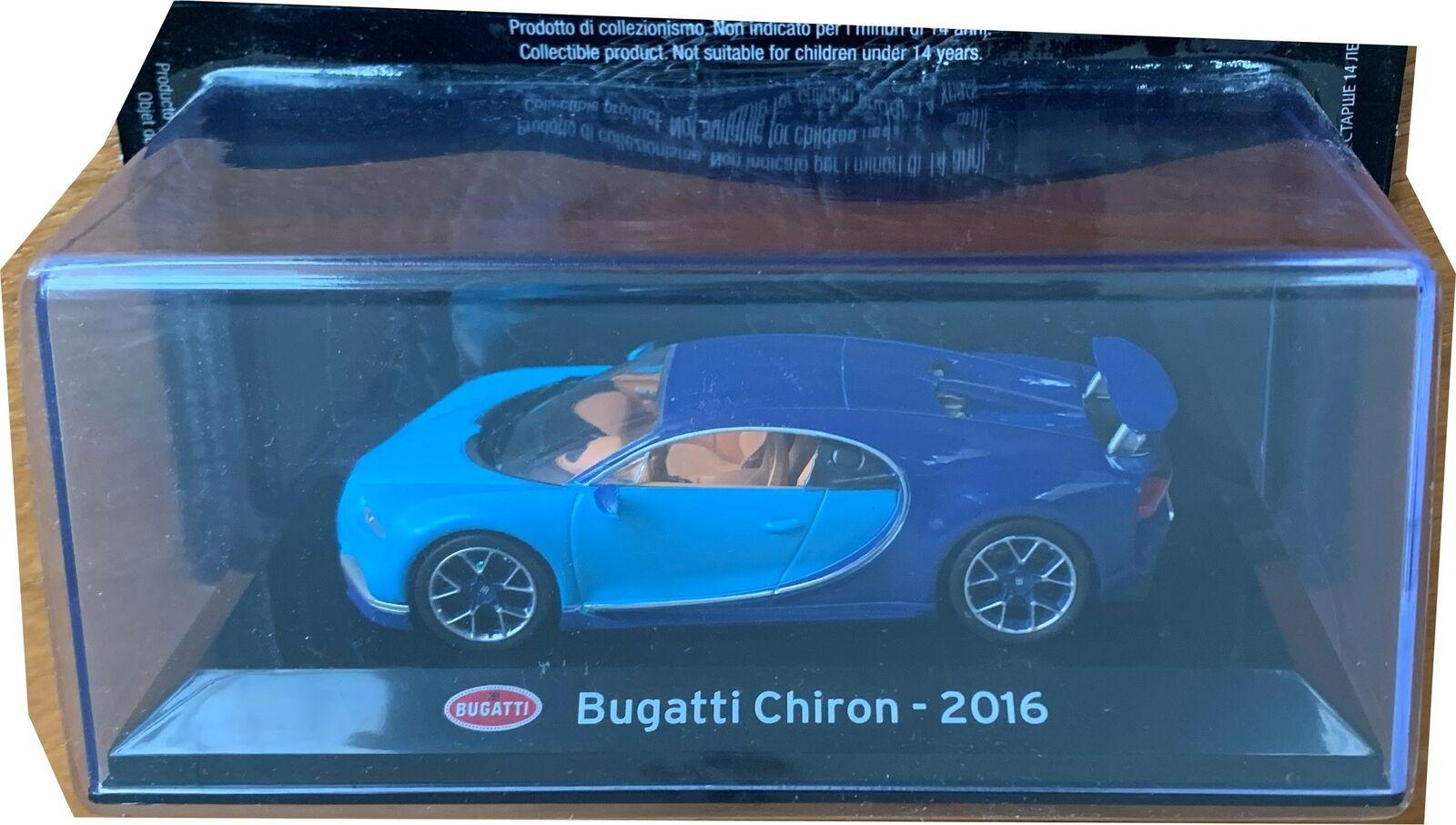 Bugatti Chiron 2016 in light and dark blue 1:43 scale diecast model sports car