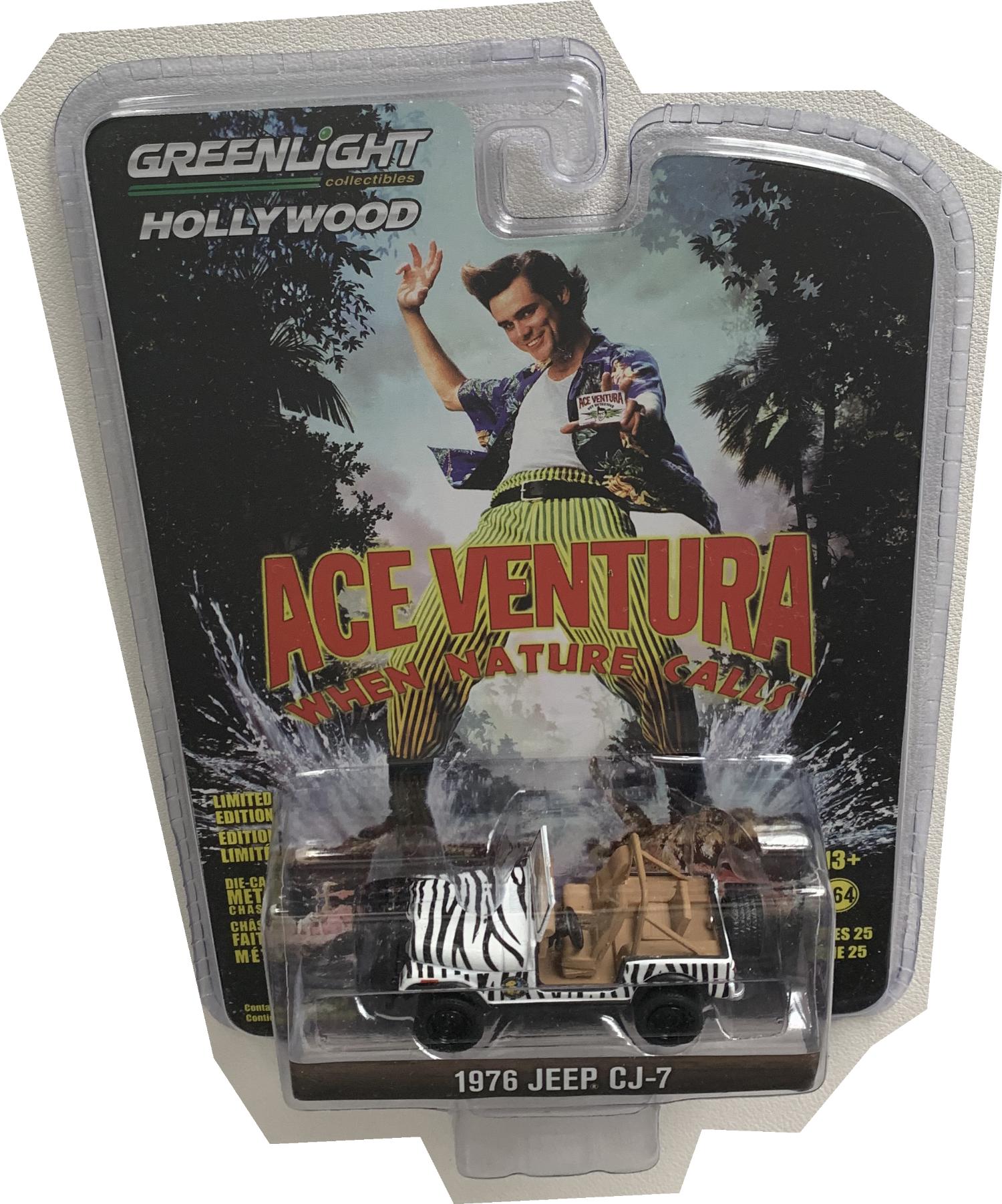 Ace Ventura ' when nature calls'  1976 Jeep CJ-7 in white / black 1:64 scale model from Greenlight, limited edition