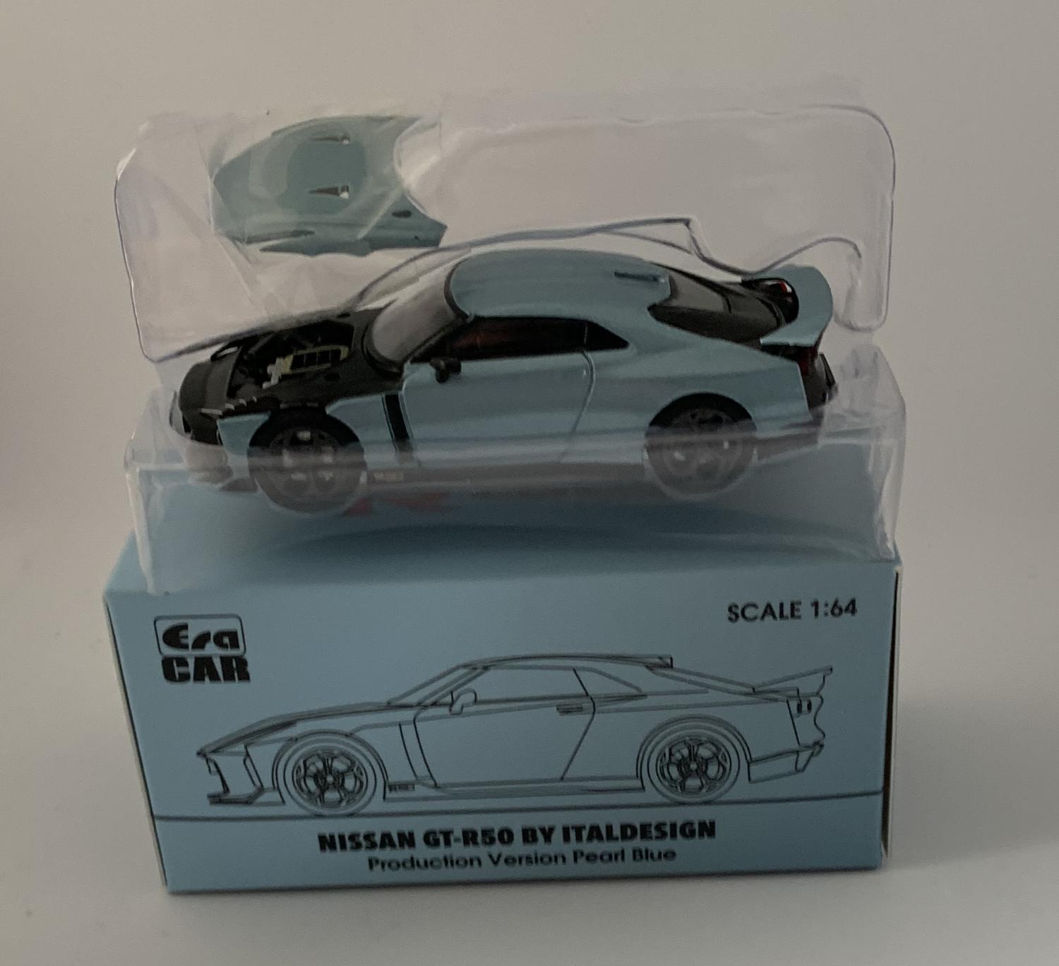 Nissan GT-R50 by Italdesign 2021 in pearl blue 1:64 scale model from ERA Car