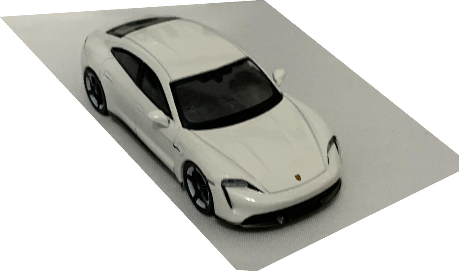 Porsche Taycan Turbo S with detail throughout, all authentically recreated.  The model is presented in a box, the car is approx. 8 cm long and the box is 10 cm long