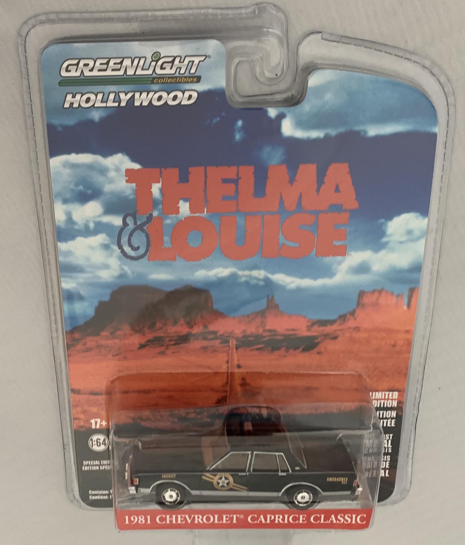 Thelma & Louise 1981 Chevrolet Caprice Classic in black, Navajo county police car, 1:64 scale model from Greenlight, limited edition