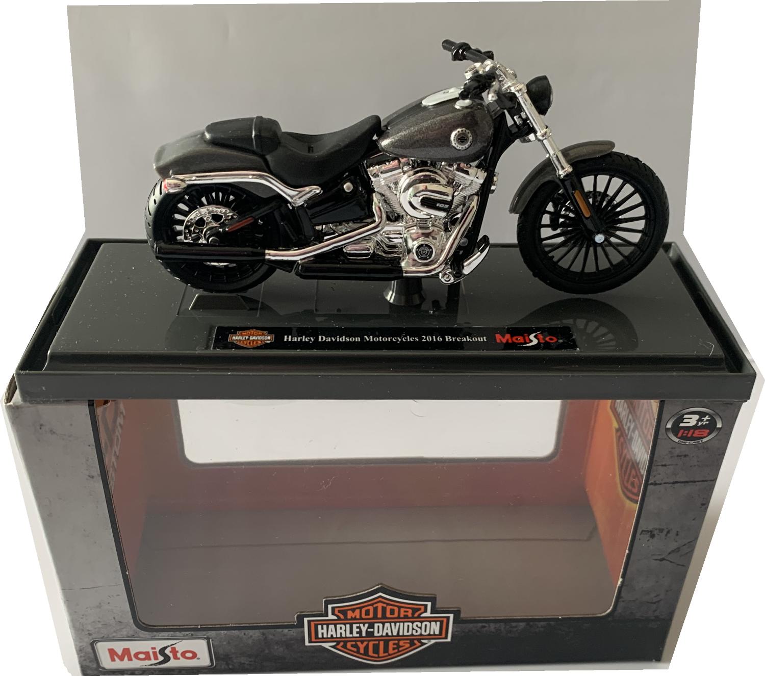Harley Davidson 2016 Breakout in metallic grey 1:18 scale motorcycle  model from Maisto, MAI20112