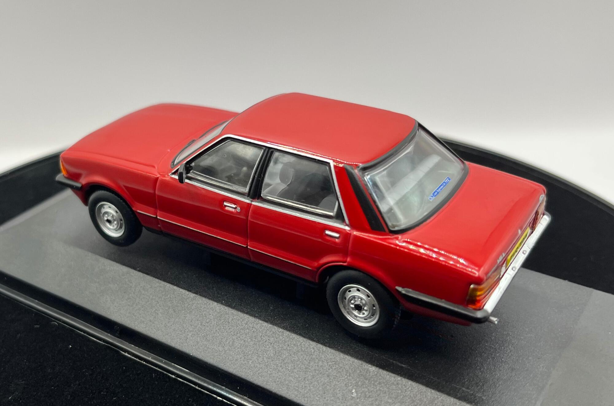 Ford Cortina mk5 1.6L in cardinal red, 1982, 1:43 scale diecast car model from Corgi Vanguards, limited edition
