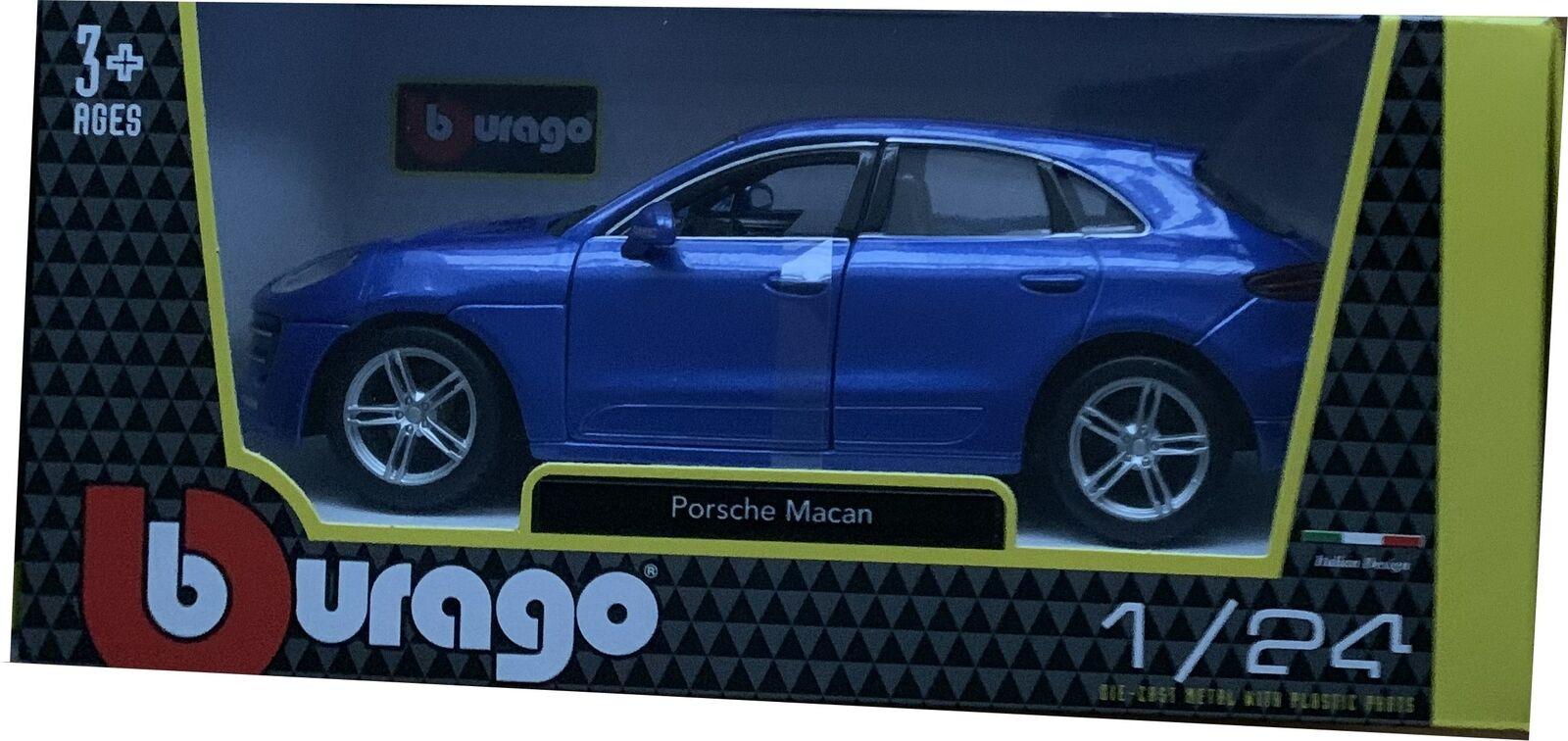 Porsche Macan in metallic blue 1:24 scale model from Bburago
