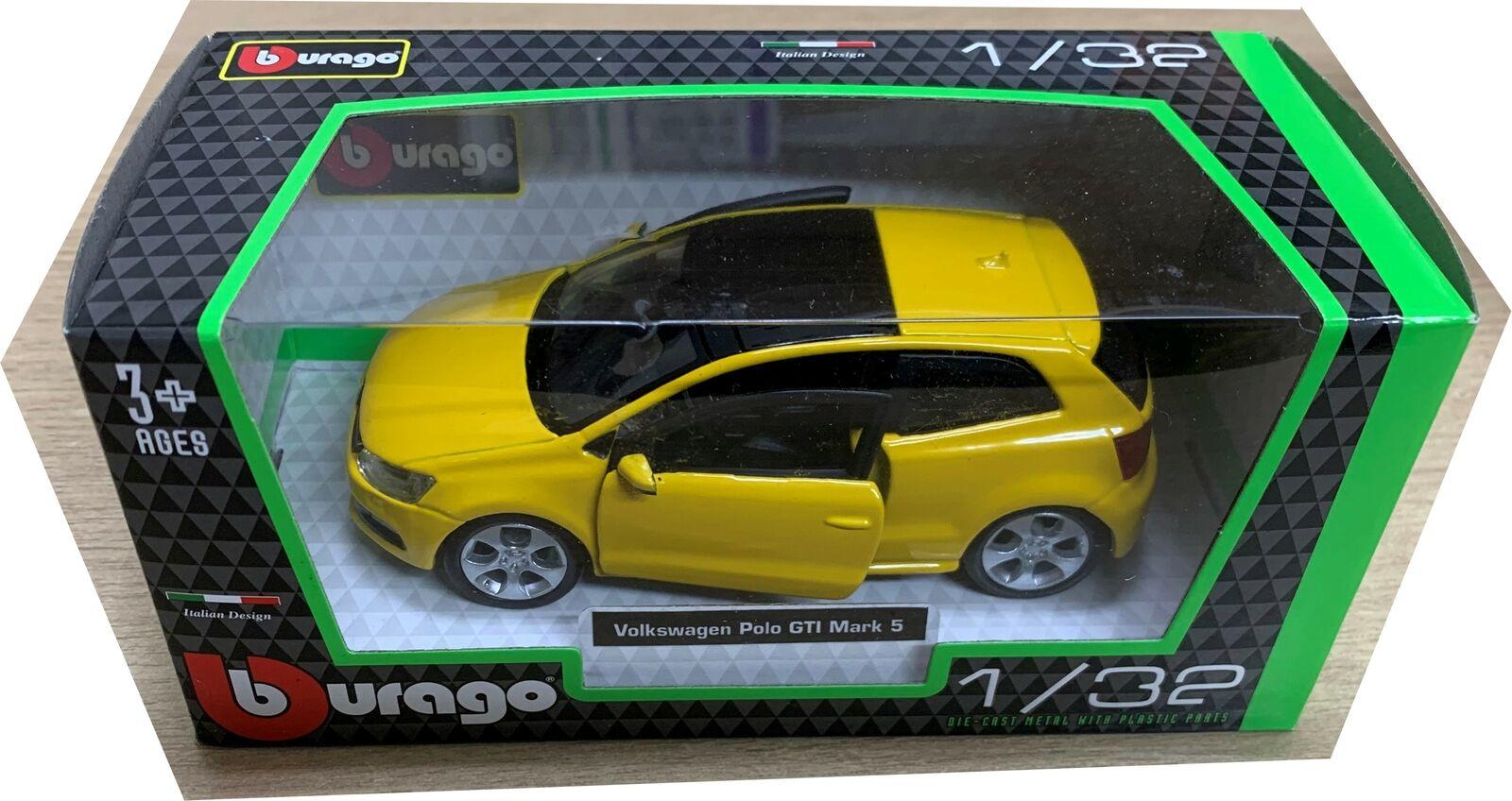 VW Polo GTi mk5 in yellow 1:32 scale diecast car model from Bburago