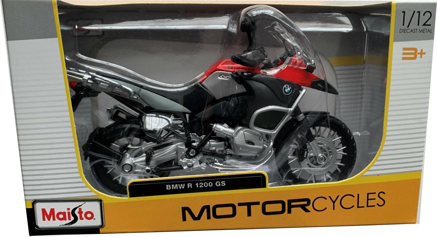 BMW R 1200 GS in red / silver 1:12 scale model from Maisto