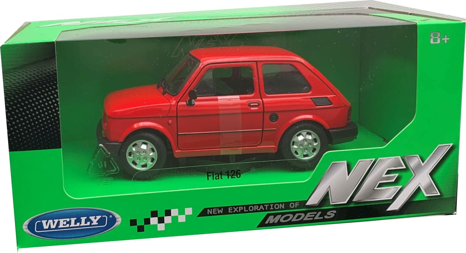 Fiat 126 in red 1:24 scale model from Welly / NEX