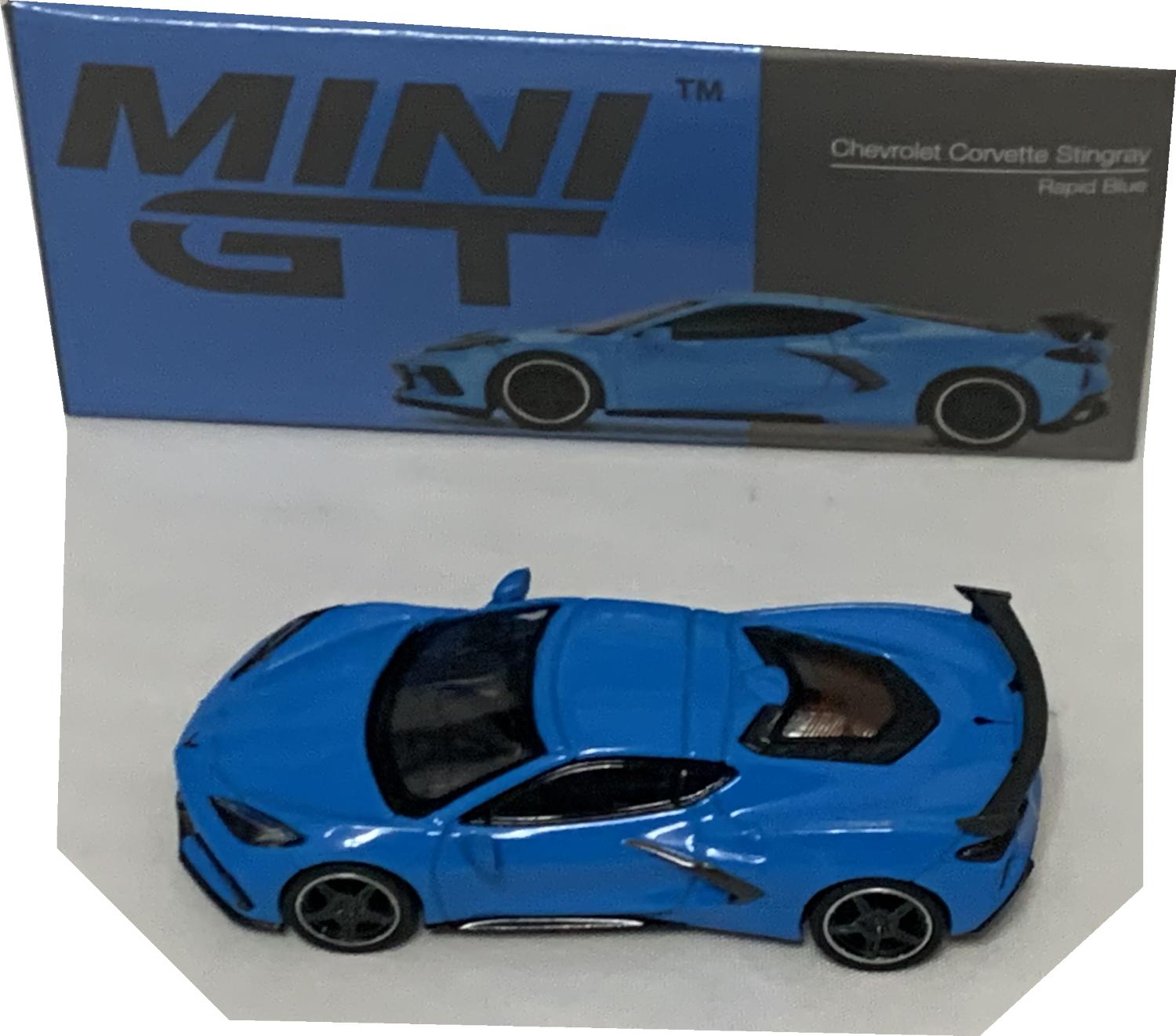 Chevrolet Corvette Stingray in rapid blue 1:64 scale model from Mini GT