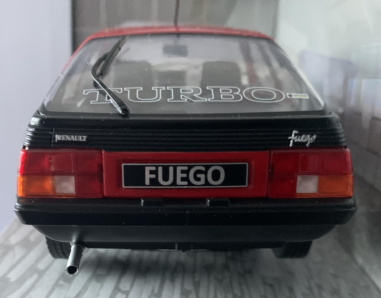 A very good representation of the Renault Fuego Turbo decorated in red with authentic graphics and silver wheels.