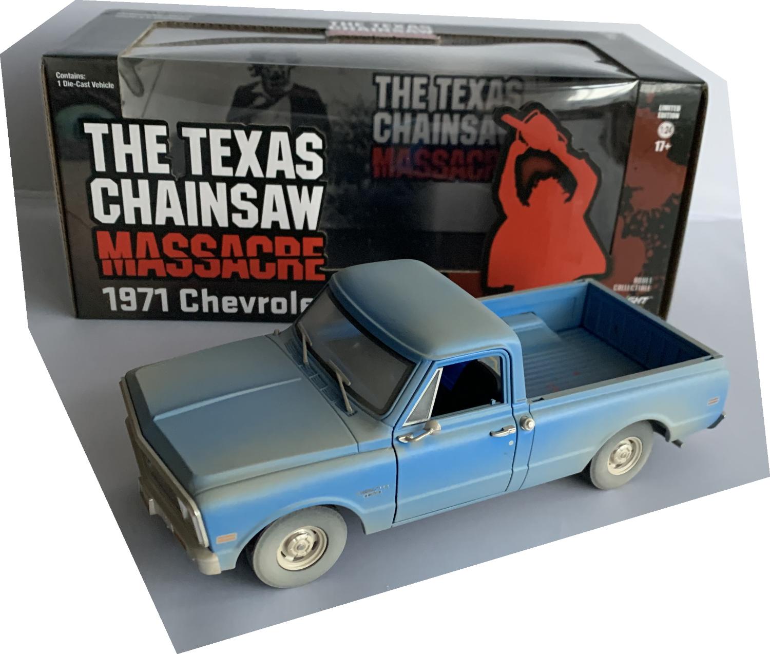 An excellent scale model of the Chevrolet C10 with high level of detail throughout, all authentically recreated.  Model is presented in The Texas Chainsaw Massacre themed boxed packaging. Limited Edition model with number on base of the car.  The car is approx. 21 cm long and the presentation box is 30 cm long