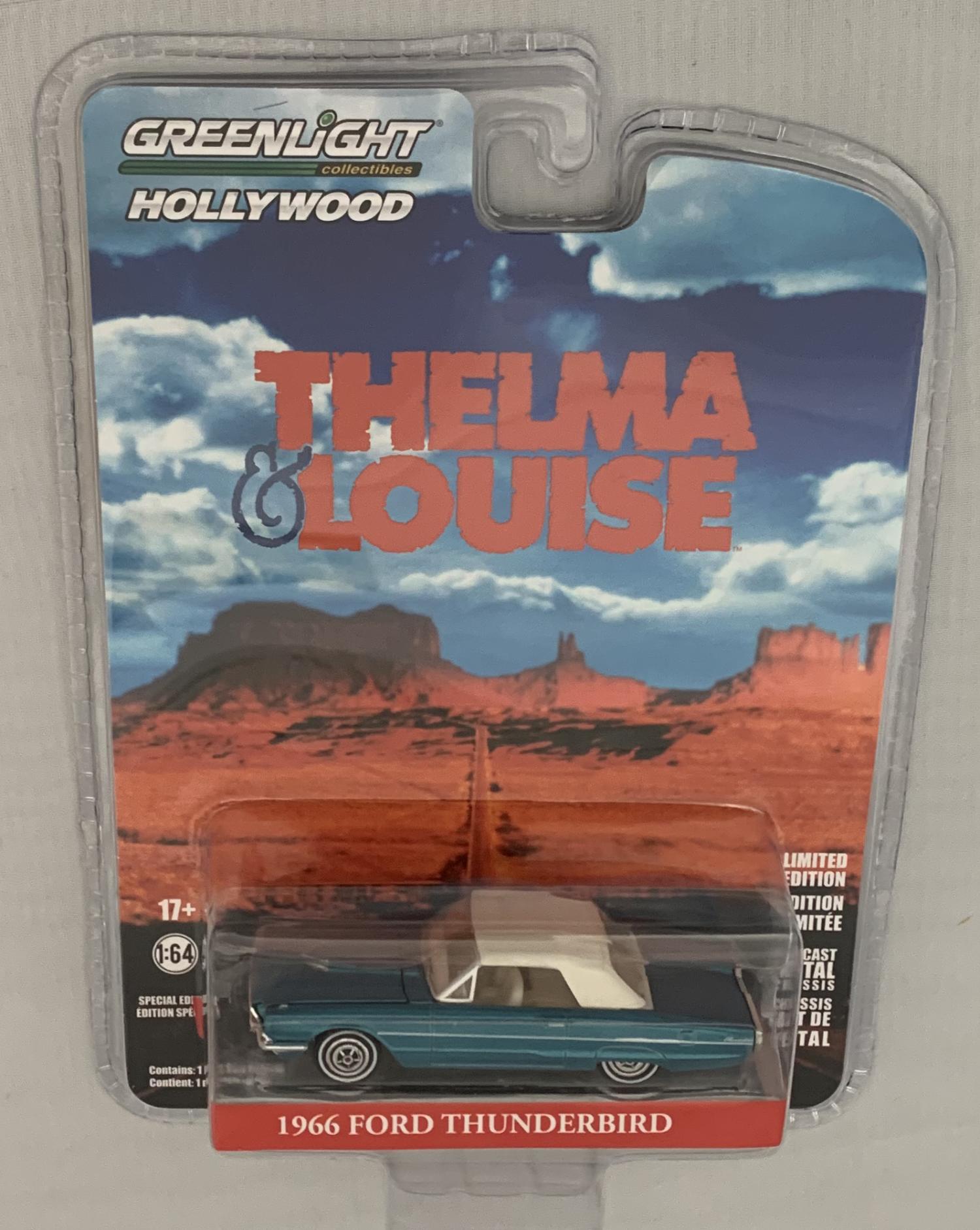 Thelma & Louise 1966 Ford Thunderbird (roof up) in turquoise 1:64 scale model from Greenlight, limited edition