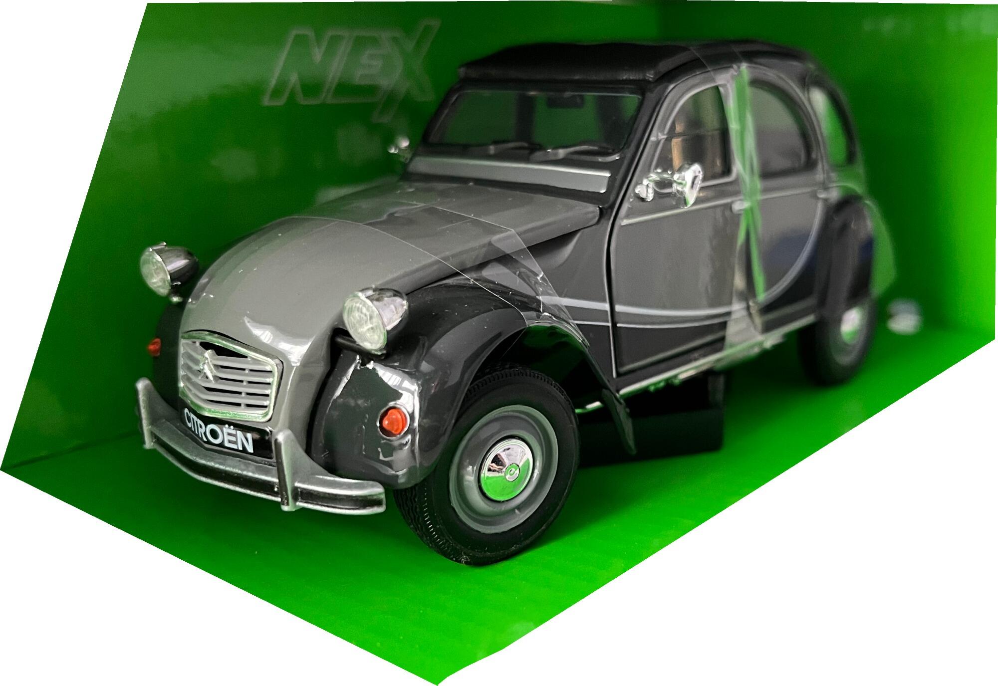 Citroen 2CV 6 Charleston 1982 in grey and black, 1:24 scale diecast car  model from Welly, 24009