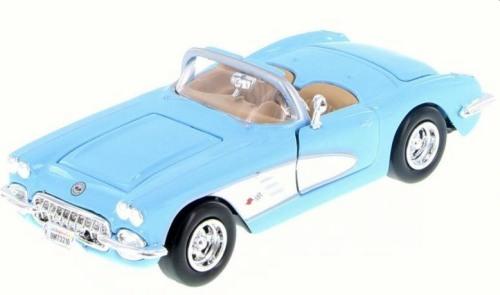 Chevrolet Corvette 1959 open top in light blue 1:24 scale model from motor max