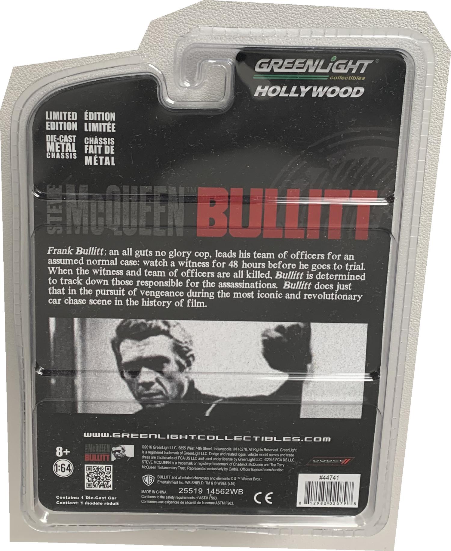 rom the Steve McQueen film Bullitt, 1968 Dodge Charger in black 1:64 scale model from Greenlight, limited edition