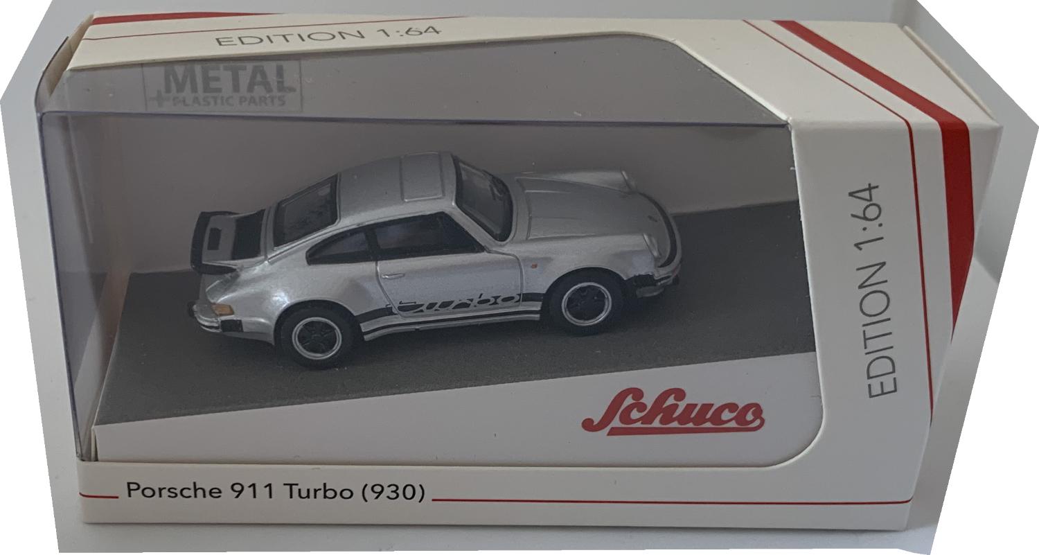 Porsche 911 Turbo (930) 3.0 in silver 1:64 scale model from Schuco