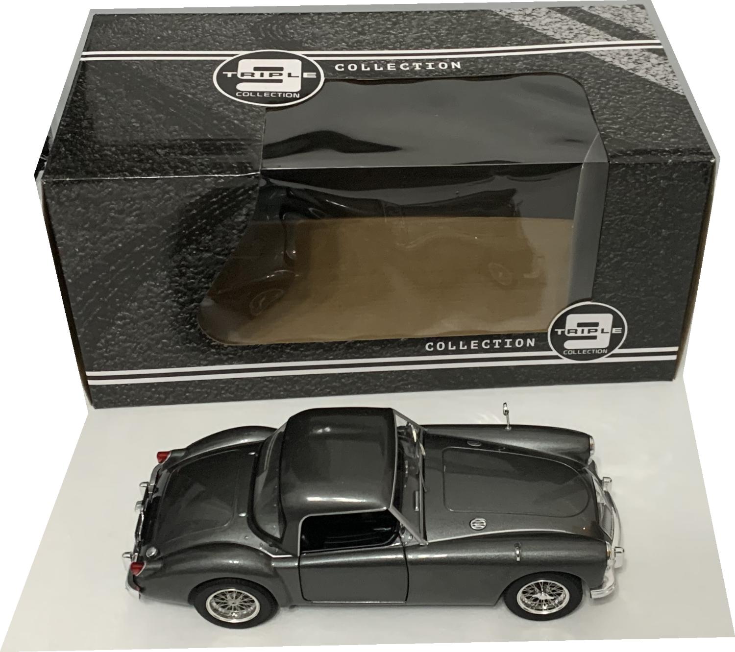 MGA mk1A 1500 Closed Hard Top 1957 in metallic grey 1:18 scale model from  Triple 9 Collection