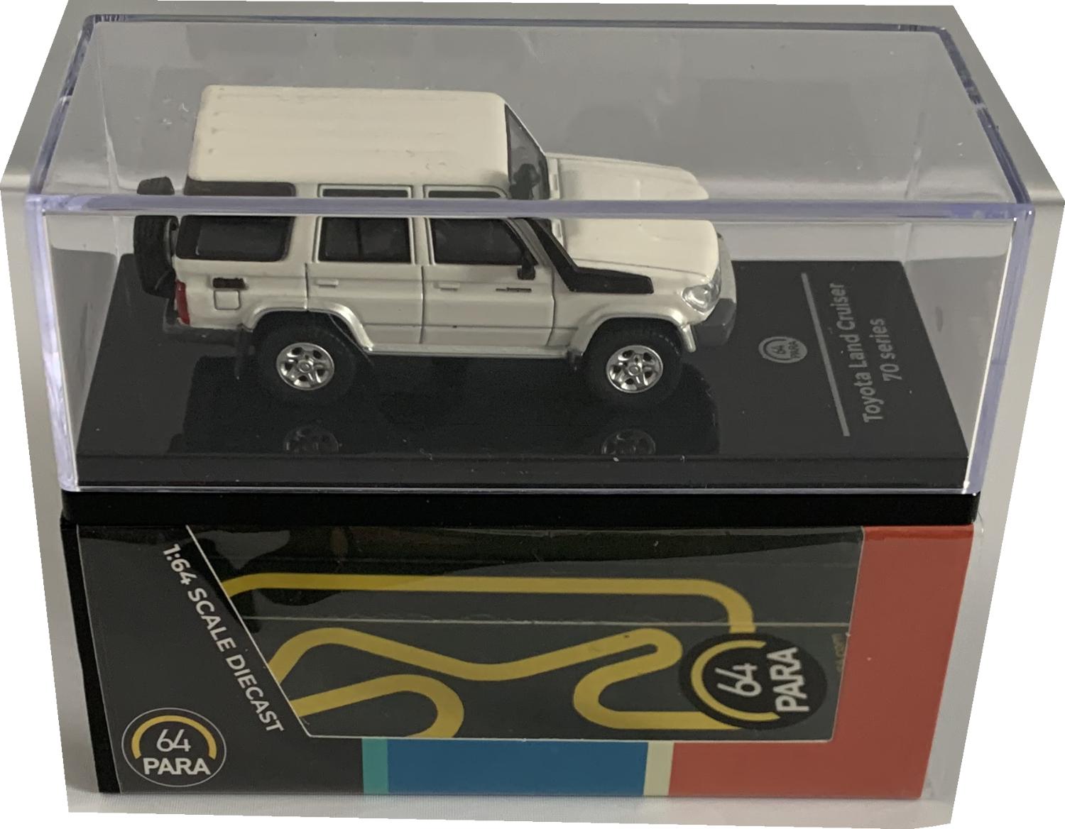 A good reproduction of the Toyota Land Cruiser mounted on a removable plinth and a removable hard plastic cover