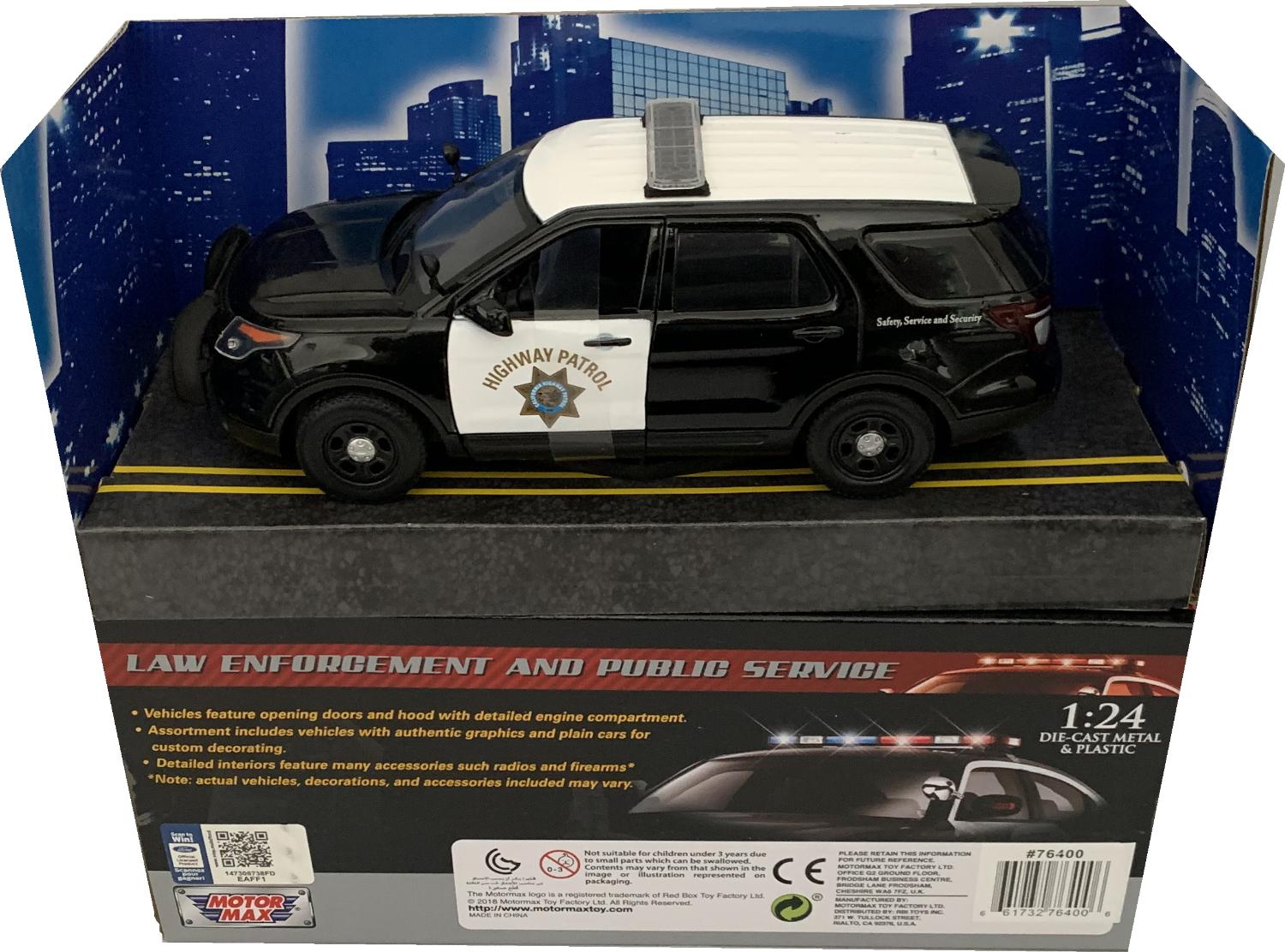 Ford Police Interceptor Utility California Highway Patrol 2015 in black / white 1:24 scale model from Motormax ,MMX76955