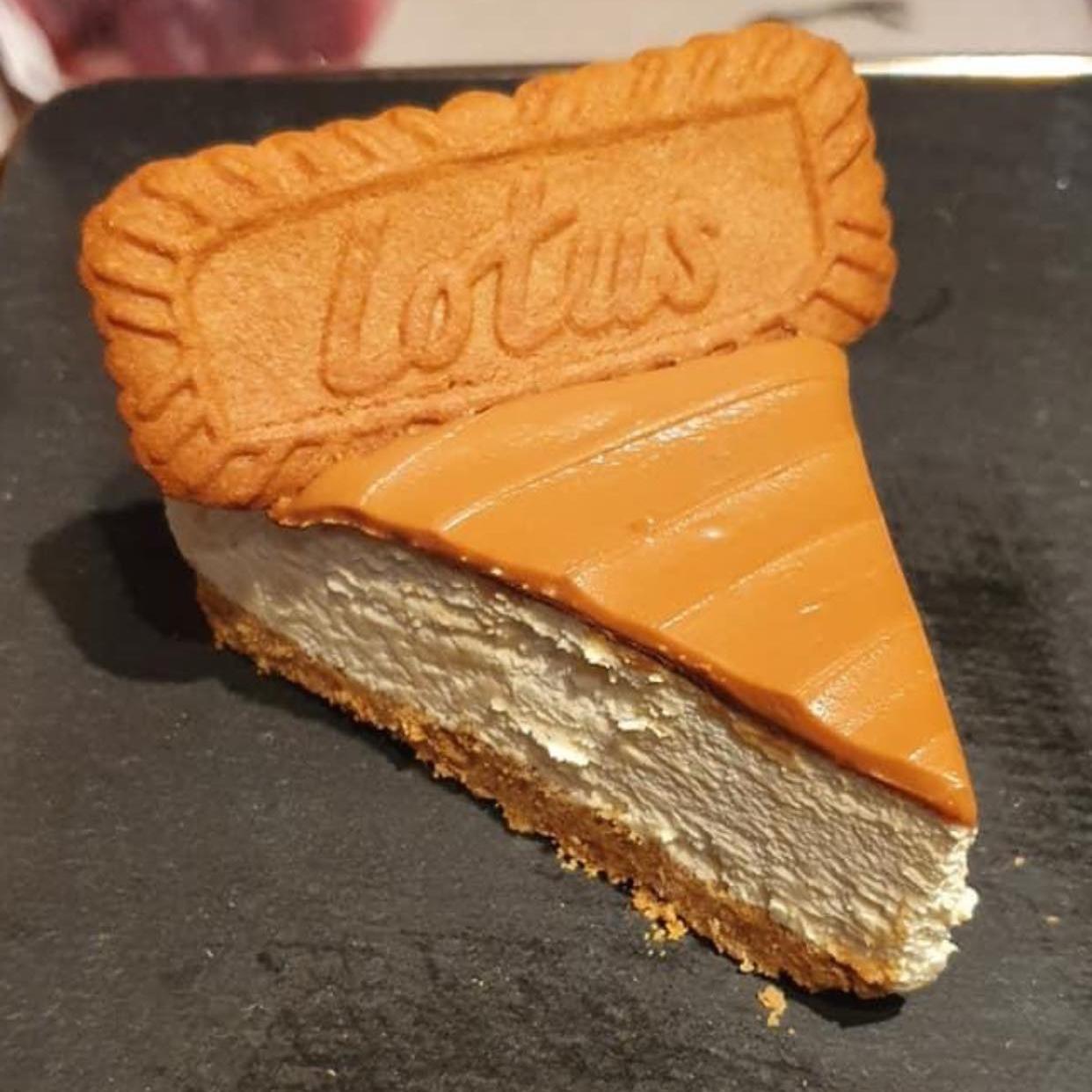 A slice of Biscoff Cheesecake