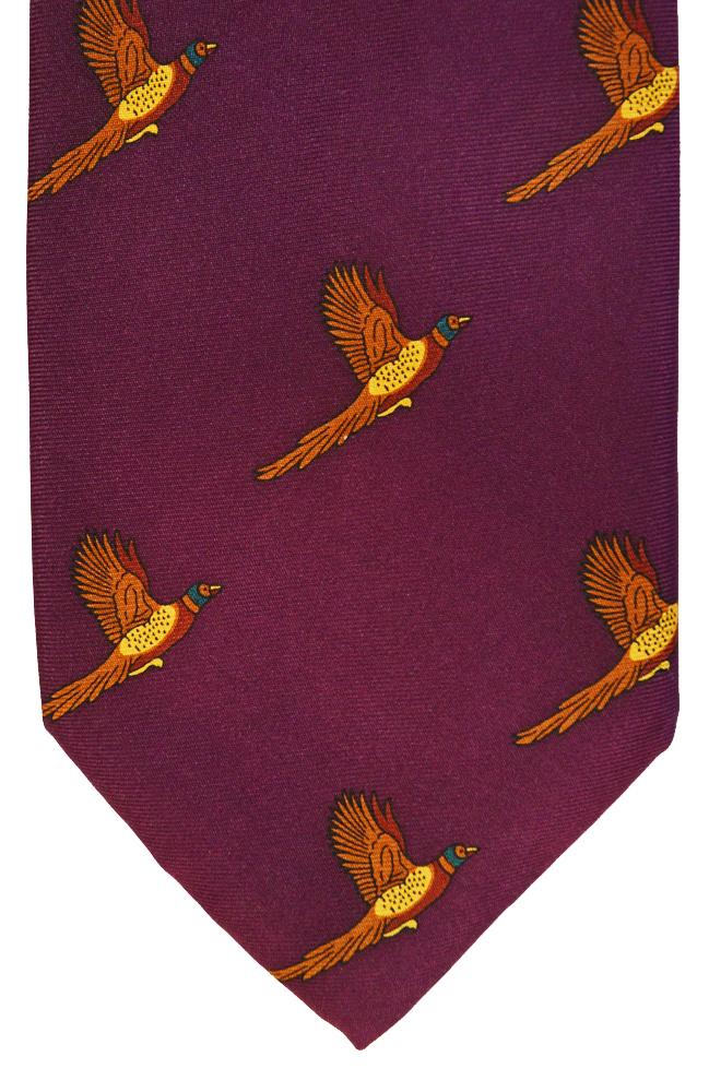 Pheasant Print Silk Tie