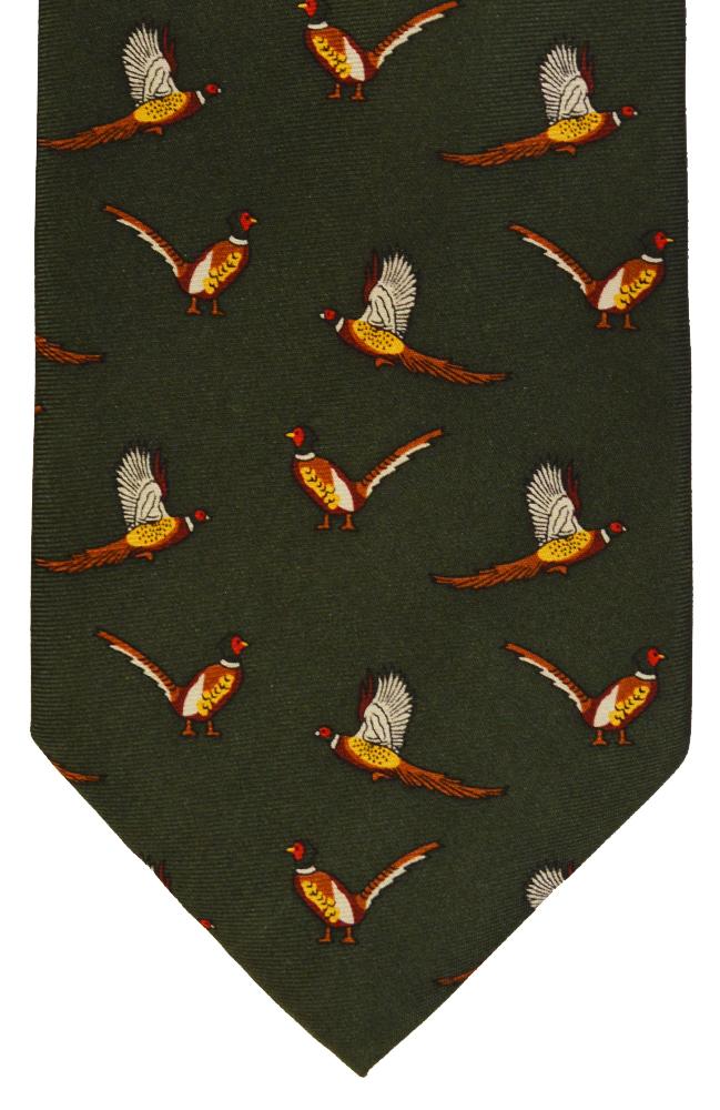 Pheasant Print Silk Tie