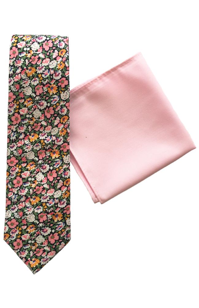 Cotton Tie And Hank Set - Floral