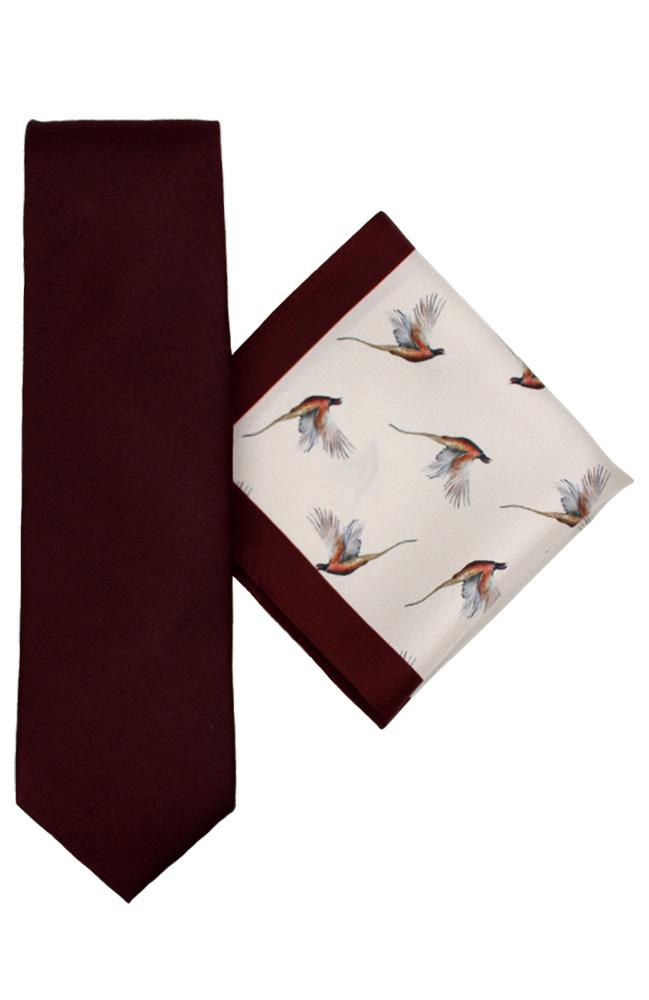 Silk Tie And Hank Set - Pheasant