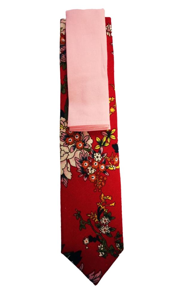 Cotton Tie And Hank Set - Floral