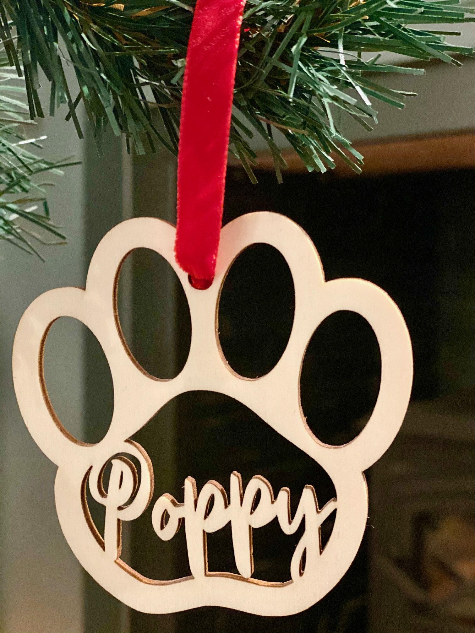 custom dog paw christmas ornament