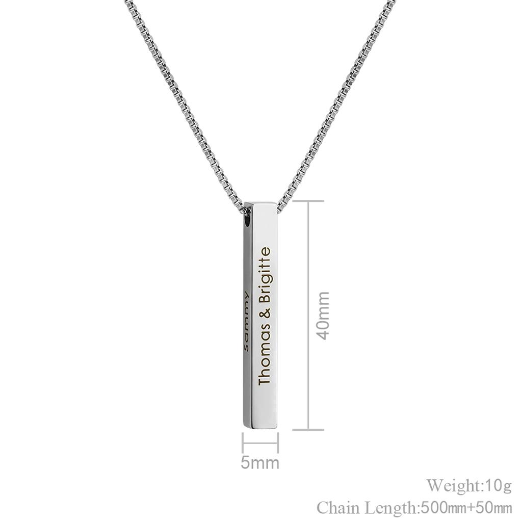 New Design Personalised Rectangle Bar Necklace With Smooth Polished Finish