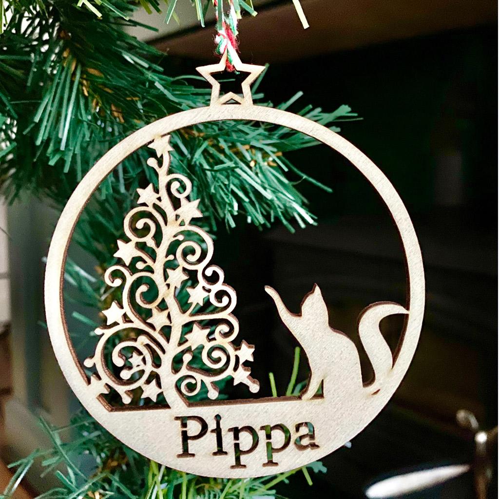 Personalised Cat Christmas Tree Decoration
