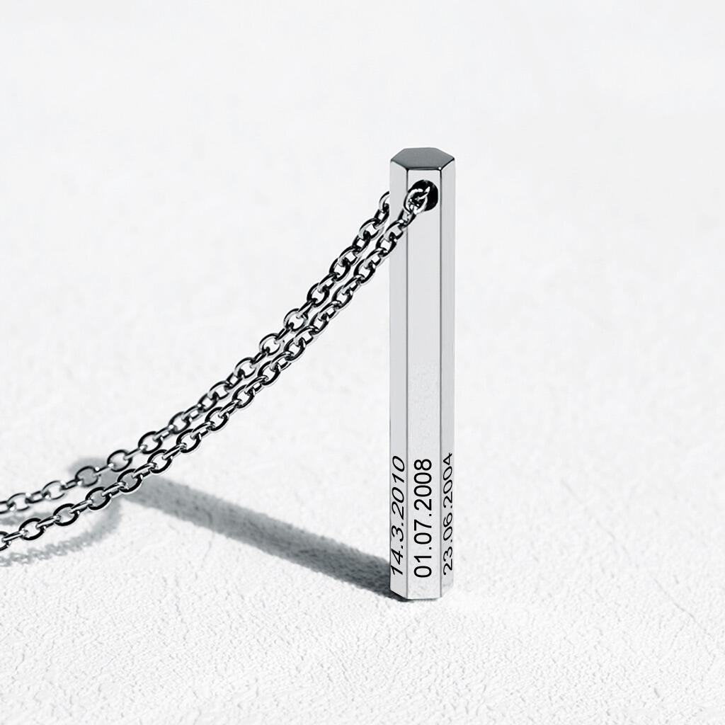 Personalised Hexagonal Bar Rolo Chian Necklace With Smooth