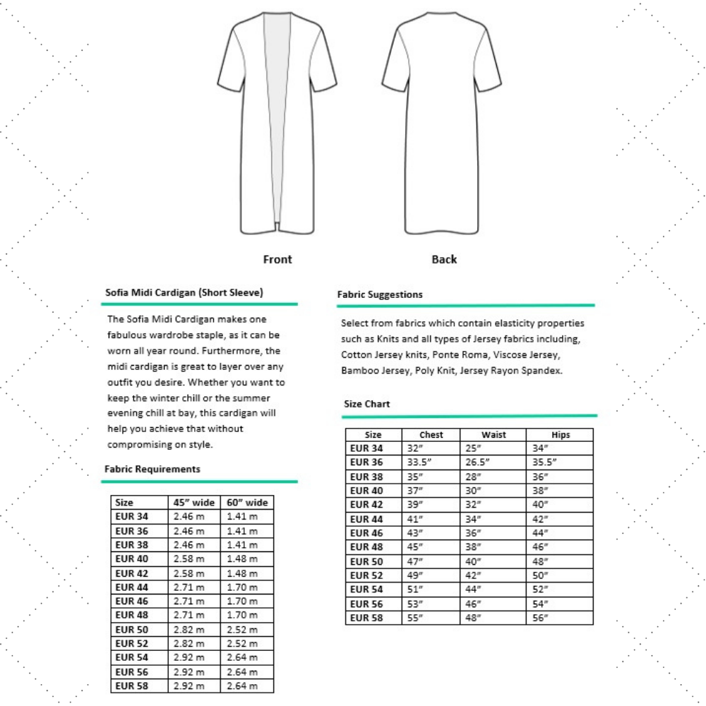 Sofia Midi Cardigan PDF Sewing Pattern