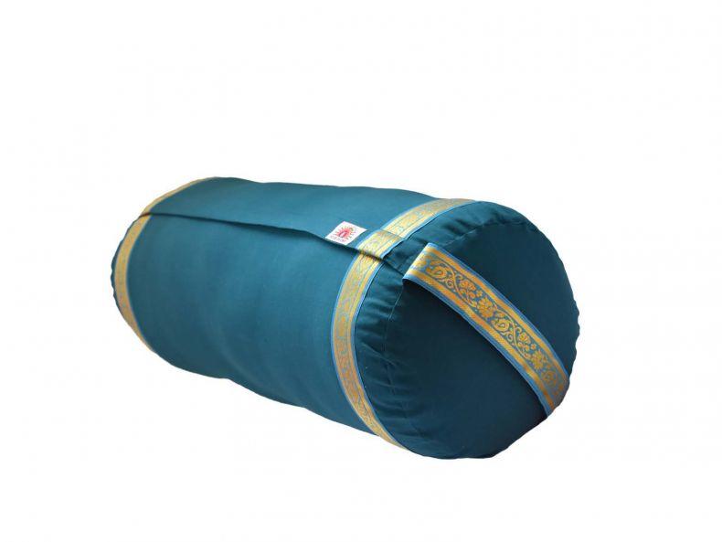 Yoga United Large Cotton Yoga Bolster with Flower Border Ocean Green Colours