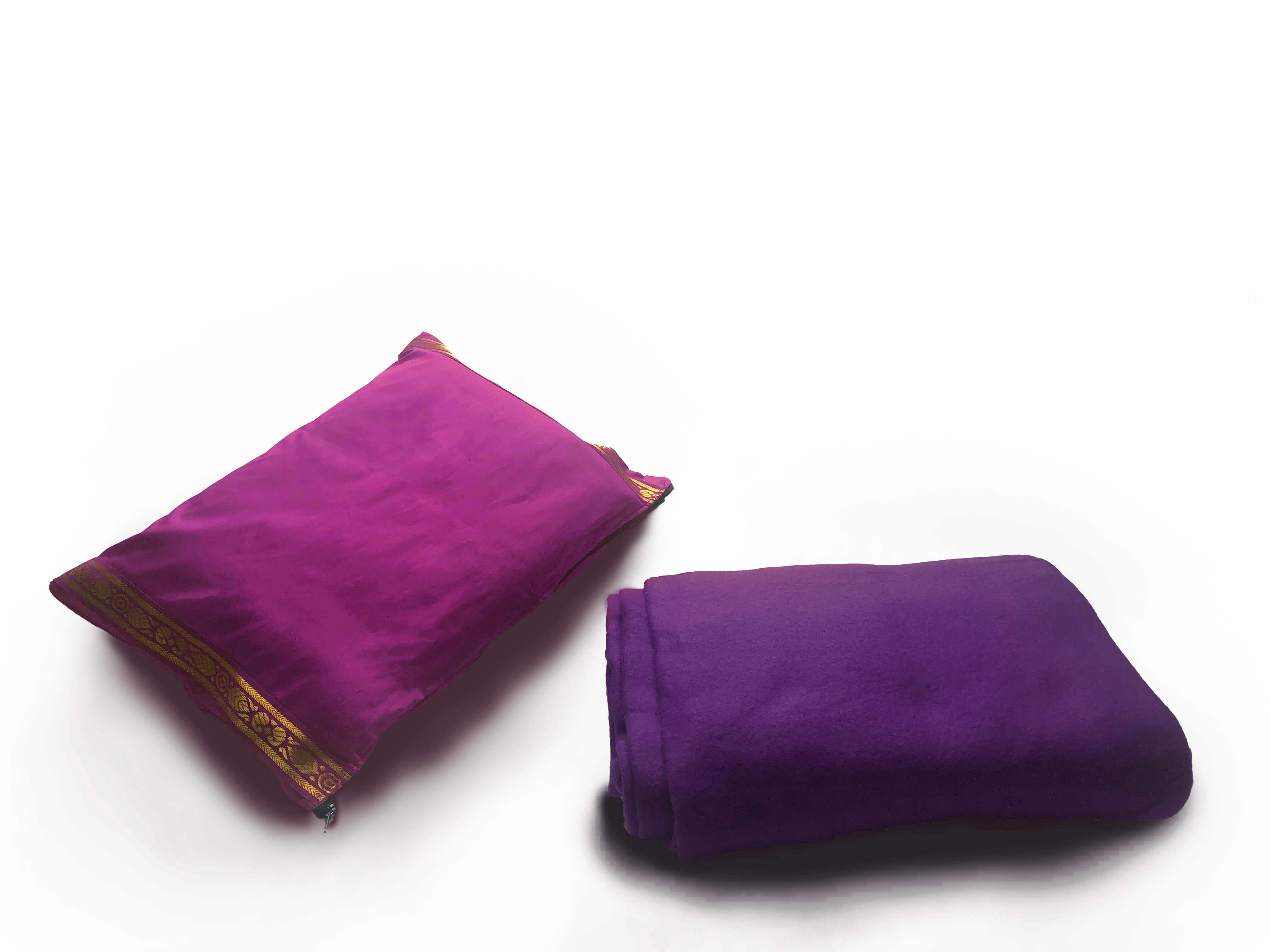 Yoga United Magenta Cushion with blanket pink colour