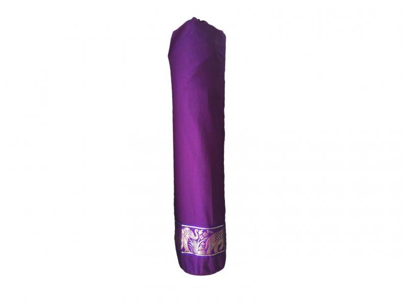 cotton yoga mat carrier bag with elephant design and adjustable strap in purple colour