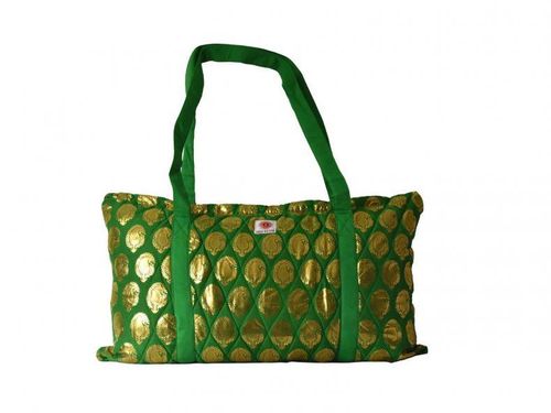 Green and gold yoga bag.  100% cotton.