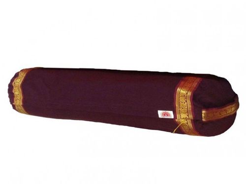 Burgundy bolster with gold trim - medium sized bolster by Yoga United